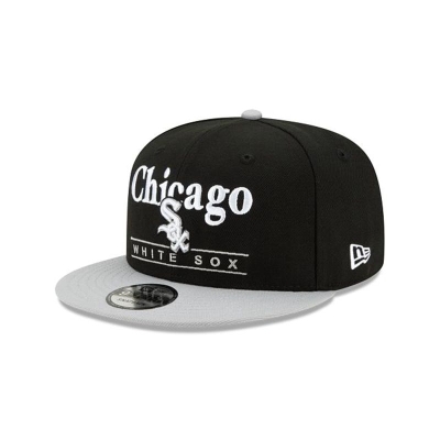 Black Chicago White Sox Hat - New Era MLB Two Tone Retro 9FIFTY Snapback Caps USA7832065